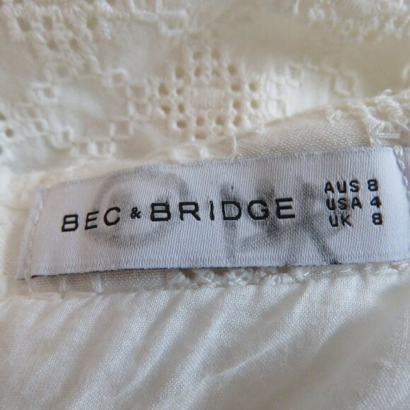 BEC + BRIDGE White Eyelet Lace Midi Skirt Coastal Neutral Boho - Size US 4 - Picture 13 of 14
